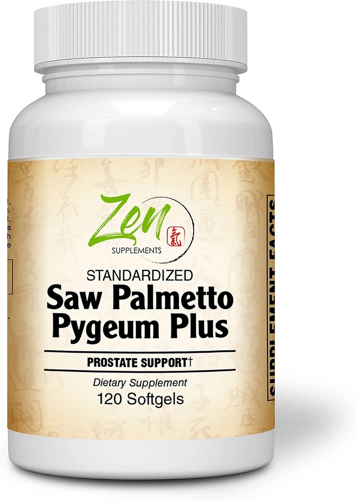 Saw Palmetto & Pygeum Plus - Supplément de soutien à la prostate pour la santé de la prostate et de l'urine, y compris l'urine fréquente, Beta-Sitostérol soutient le blocage DHT pour la prévention de la perte de cheveux 120-Softgel
