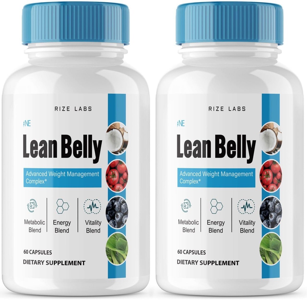 Rize labs (Pack de 2 Lean Belly Capsules de poudre de jus, pilules de formule de jus pour la perte de poids avancée, supplément super-alimentaire pour nettoyer et detox, Commentaires (120 capsules)