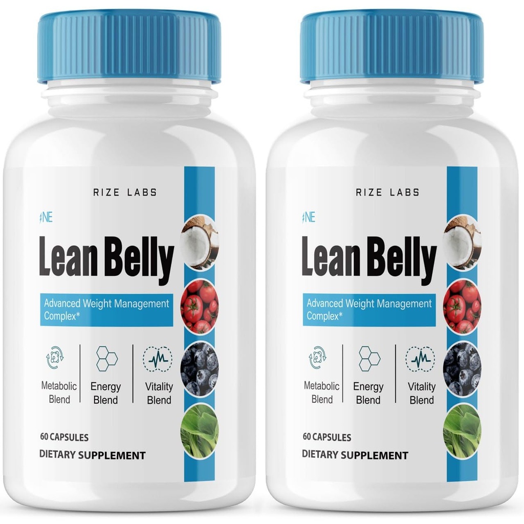 Rize labs (Pack de 2 Lean Belly Capsules de poudre de jus, pilules de formule de jus pour la perte de poids avancée, supplément super-alimentaire pour nettoyer et detox, Commentaires (120 capsules)