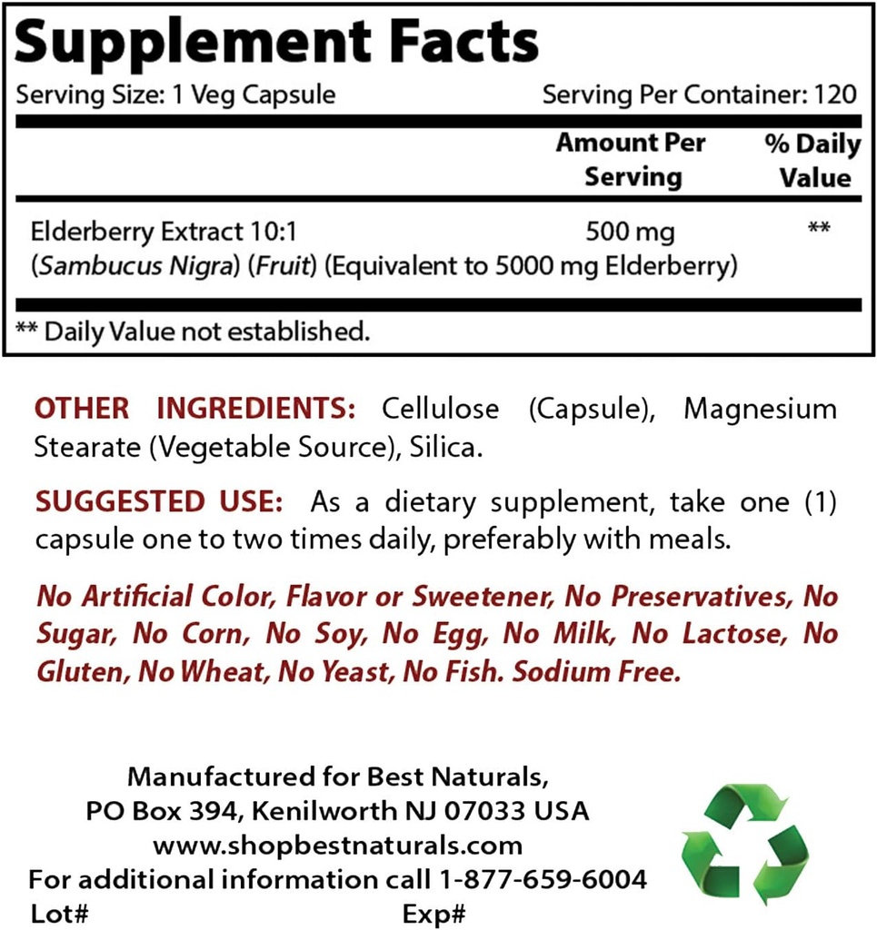Best Naturals Elderberry 5000mg & Apple Cider Vinegar Plus 500 Mg