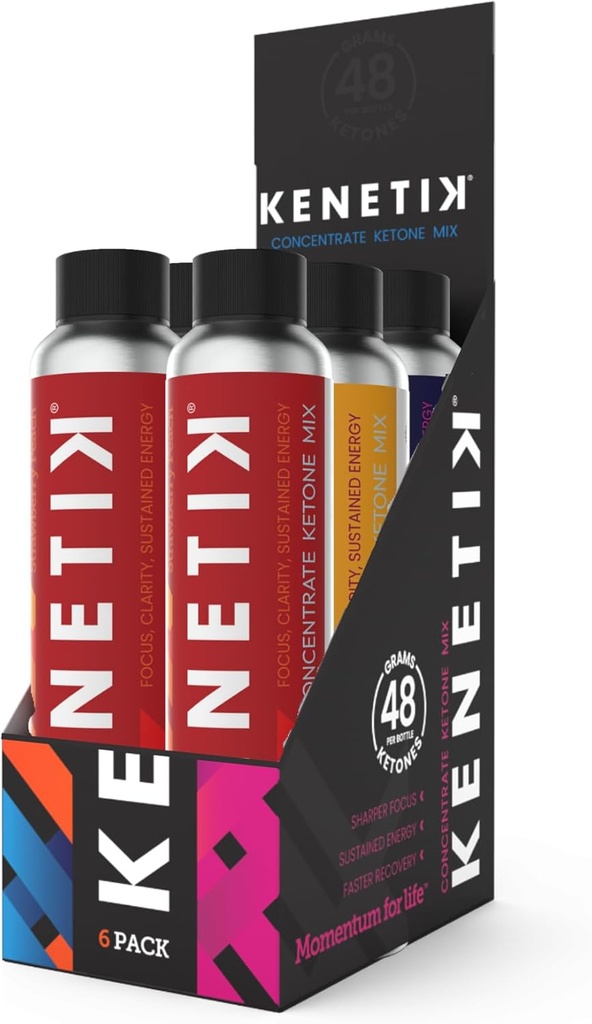 KENETIK Kétone mélange de boisson, mélange de cétones exogènes, kéto, caféine et sans sucre, supplément végétalien pour l'énergie propre et la concentration mentale, alternative café avec D-BHB - variété, 6PK