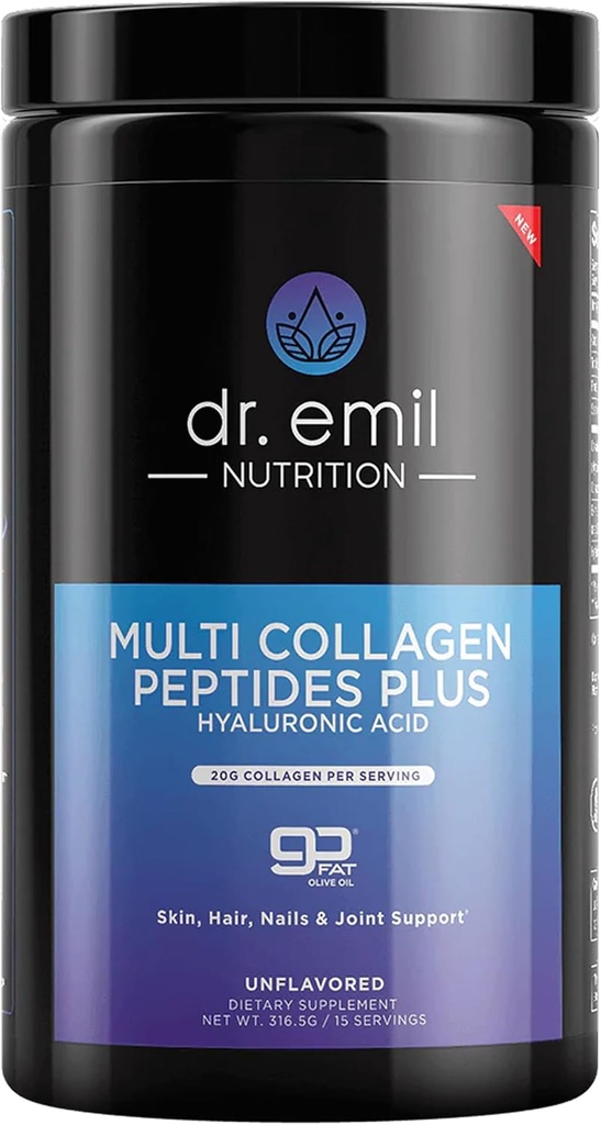 - Oui. EMIL NUTRITION Poudre de Peptides Multi Collagène - 20g de poudre de protéines de Collagène hydrolysée non aromatisée avec acide hyaluronique pour cheveux, peau, ongles et articulations - 15 portions