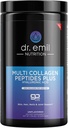 DR. EMIL NUTRIITION Poudre de Peptides Multi Collagène - 20g de poudre de protéines de collagène hydrolysée non aromatisée avec acide hyaluronique pour cheveux, peau, ongles et articulations - 15 portions