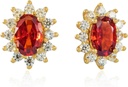 14K Or jaune plaqué 925 Argent Sterling Rouge Boucles d'oreilles Cubic Zirconia pour femmes