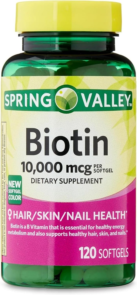 ikj Biotin Cheveux/Peau/Nails Santé Supplément diététique Softgels, 10 000 mcg, 120 Compte
