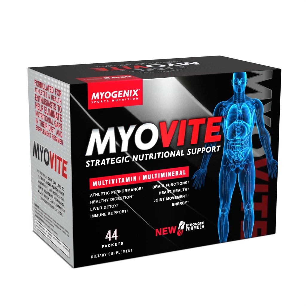 Myogenix Myovite Multivitamine – Supplément quotidien – Conçu pour les athlètes – Soutient la santé articulaire, cardiaque et digestive – Vitamines haute performance pour les hommes et les femmes – 44 Packets pratiques