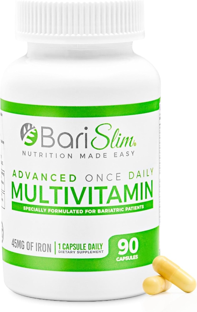 BariSlim Avancé une fois par jour Capsule multivitamine bariatrique - 45 mg de fer - Vitamine bariatrique pour la chirurgie bariatrique post, y compris le pont gastrique et la Manche gastrique