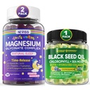 NEVISS Black Seed Oil Gummies, Chlorophyll & Sea Moss Supplement + Magnesium Glycinate Gummies for Adults & Kids 4+