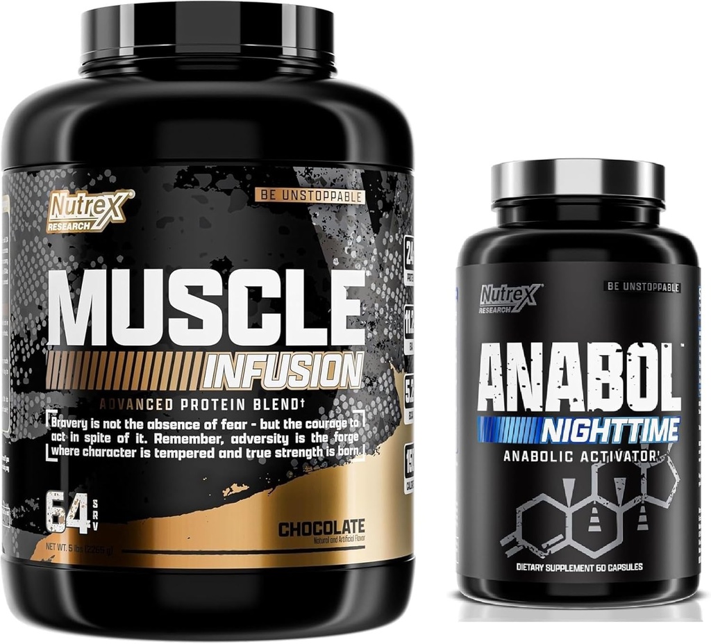 Nutrex Research Whey Protéines Poudre, Chocolat Anabol PM Nighttime Muscle Builder & Sleep Aid