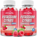 2 Pack Gommies de Citrate de Potassium, supplément de Potassium élevé Gommies 1200mg Support Crampes de jambe et santé musculaire, Gommies de Potassium pour adultes et enfants, végétalien, framboise parfum 120 Comte