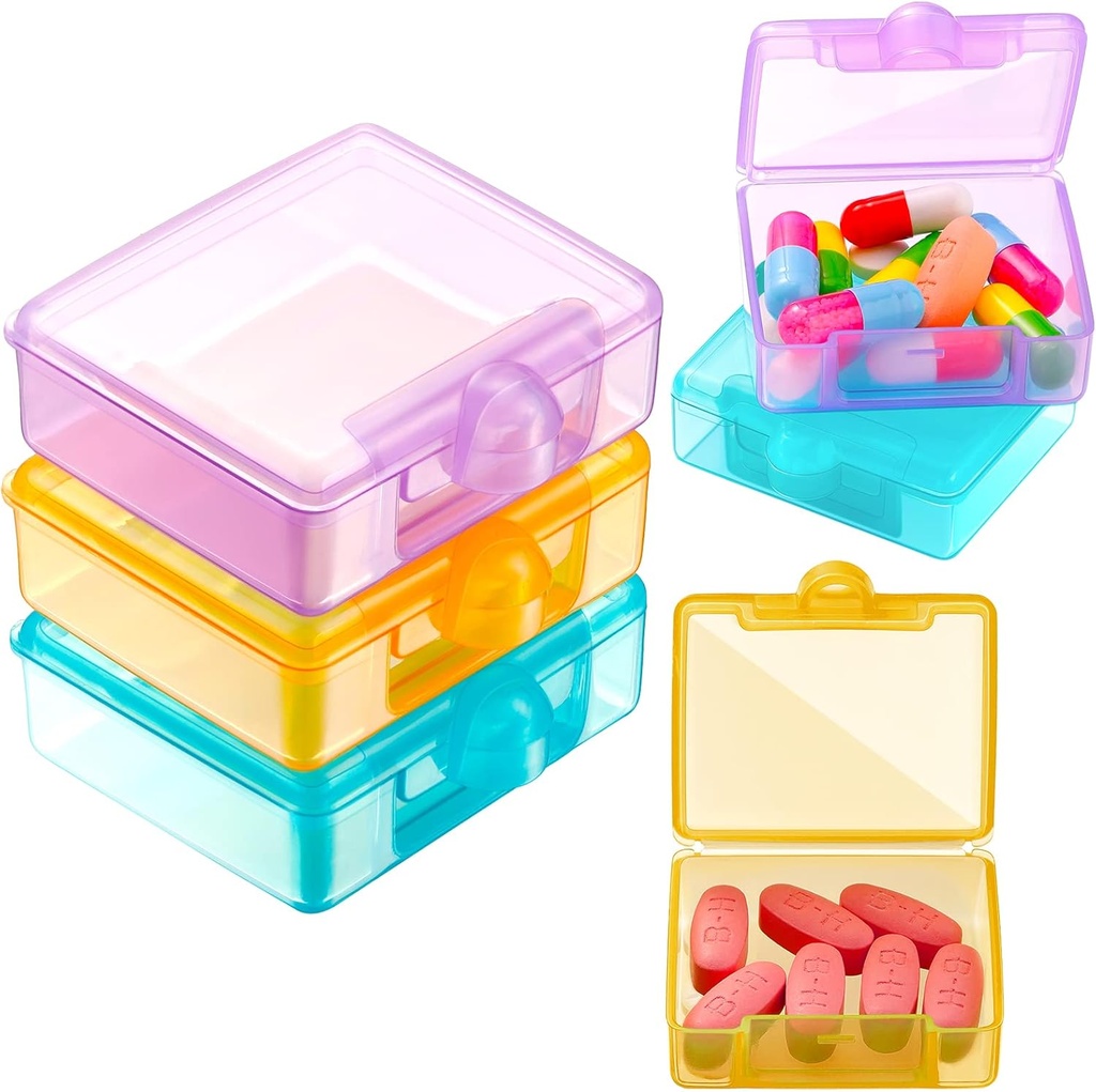 6 Packs Pocket Tiny Pill Case Single Daily Small Pill Container Travel Medicine Holder Cute Portable Personal Medicine Dispensers Organizers for Purse Pills Vitamin Supplements(Orange/Purple/Green)