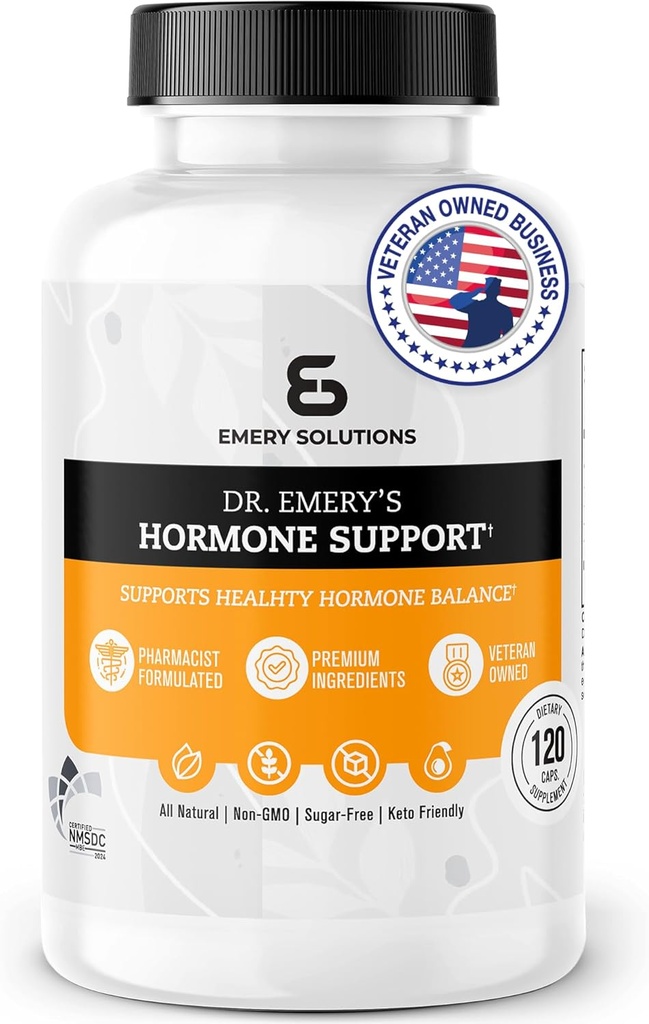 Supplément de soutien aux hormones de DR. EMERY pour les femmes, vitamines de bilan hormonal - multivitamines, vitamines essentielles naturelles, zinc, vitamine B, magnésium - 120 capsules
