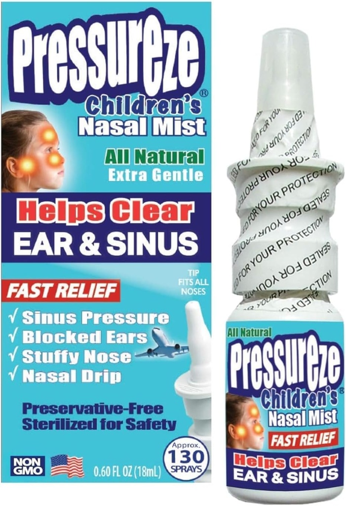 Pressionz tout vaporisateur nasal stérile sans conservateur naturel pour les enfants - Spray nasal sans soulagement rapide - pour allergies et congestion Sinus