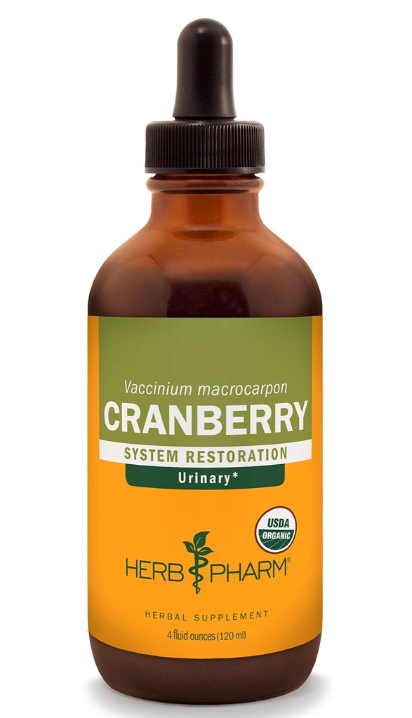 Extrait liquide de canneberge biologique certifié Herb Pharm pour le soutien du tract urinaire - 4 Once