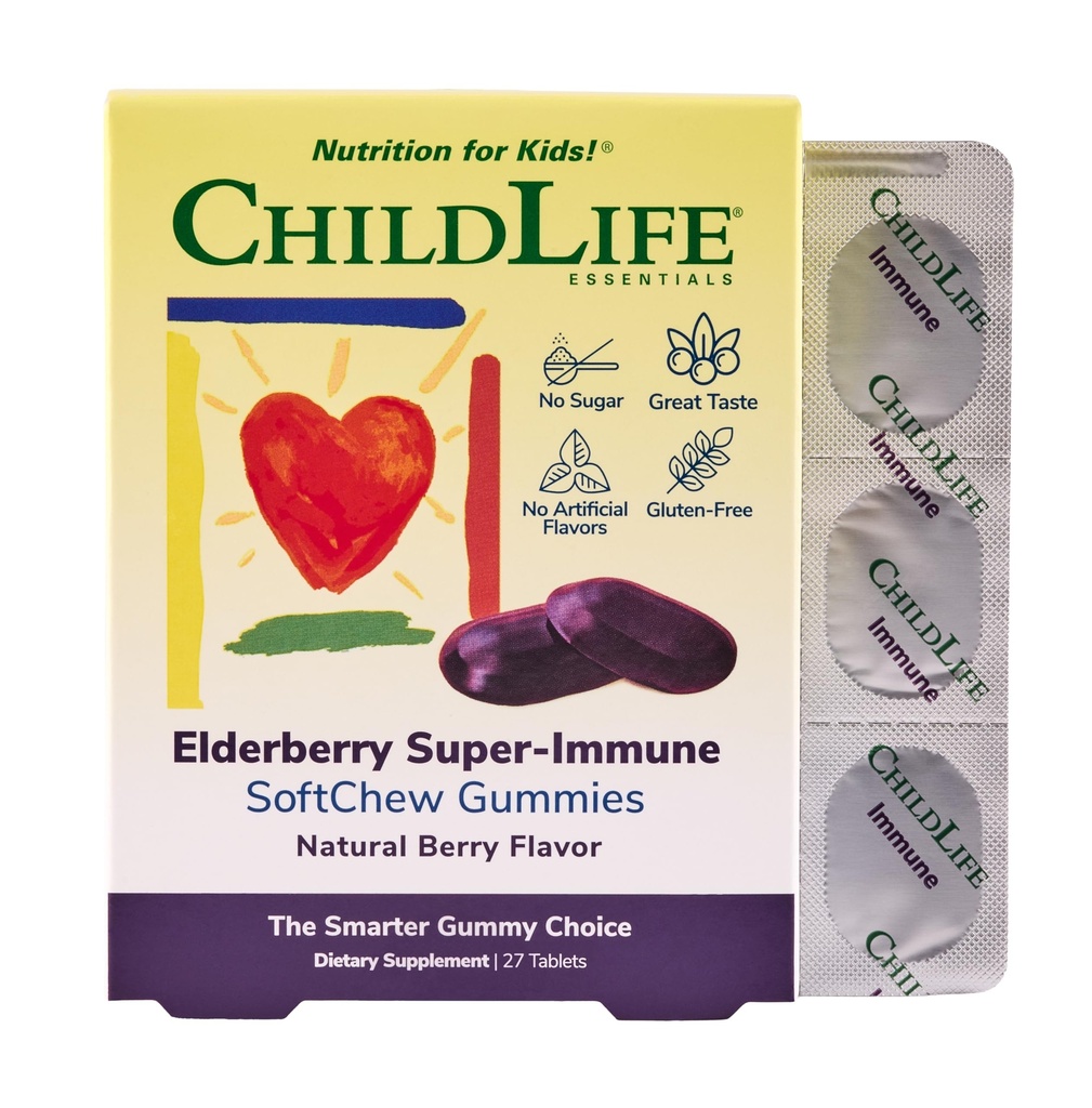 FEUILLES ESSENTIELLES Super-Immune SoftChew Gummies pour enfants - Immune Support avec Vitamine C et Vitamine D3, Supplément Immune pour les bébés, les enfants et les tout-petits - Berry, 27 Softchews