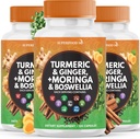 Turmeric Moringa 50000mg Supplément de Ginger Boswellia 3000mg Safran 2000mg Holy Basil- Supplément de soutien conjoint pour les femmes et les hommes avec Ceylan Cinnamon, Quercetin, Tart Cherry- 360 Comte