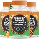 Turmeric Moringa 50000mg Supplément de Ginger Boswellia 3000mg Safran 2000mg Holy Basil- Supplément de soutien conjoint pour les femmes et les hommes avec Ceylan Cinnamon, Quercetin, Tart Cherry- 360 Comte
