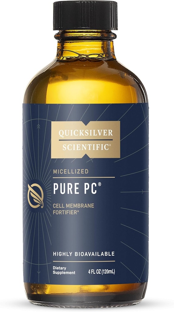 Quicksilver Scientific Micellized Pure PC - Supplément liquide Phosphatidylcholine pour soutenir la santé cellulaire et hépatique - Absorption liposomique supérieure - Supplément Cerveau sans OGM (4oz /120ml)