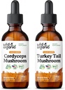 Bio et sauvage Cordyceps Teinture de champignons 2 fl oz et dinde Tail Teinture de champignons 2 fl oz