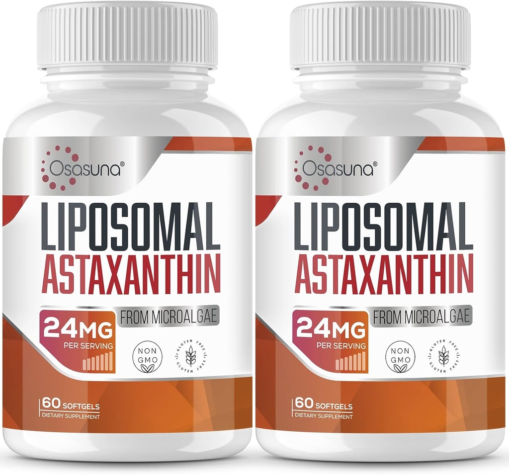 Liposomal Astaxanthin Supplement 24MG, Maximum Absorption, Antioxidant Stronger Than VIT C, Non-GMO & Gluten Free - 120 Softgels(4 Months Supply)