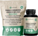 Panax Ginseng & Ginkgo Biloba Supplément pour l'énergie, Focus et la santé du cerveau