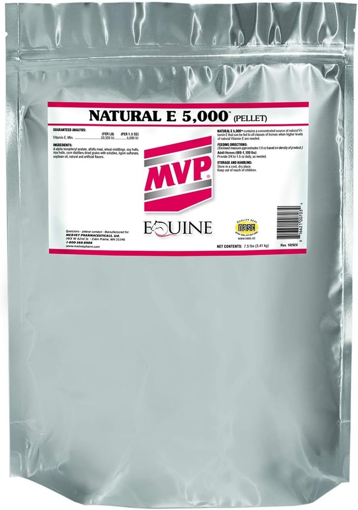 Nature E 5 000 (7,5 lb) Forme naturelle de vitamine E pour une meilleure biodisponibilité des chevaux