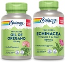 SOLARAY Oil of Oregano Softgels and Echinacea, VIT C & Zinc Immune Support Supplément - Oregano Oil and Echinacea Capsules w/Vitamine C 500mg Plus Bioflavonoïdes, végétalien, garantie de 60 jours, 120ct/180ct