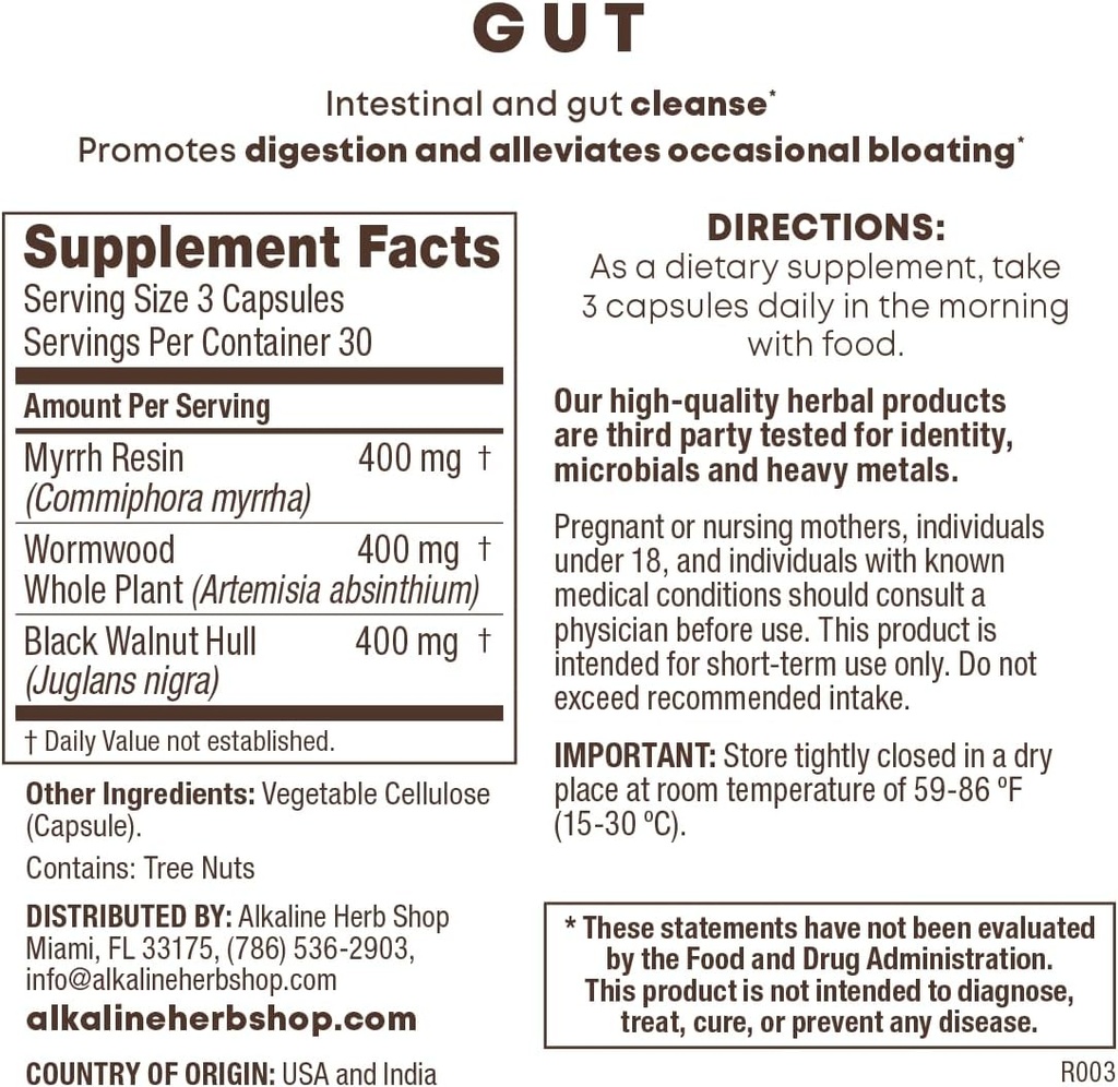 Alkaline Herb Shop Gut Supplément 90 Capsules