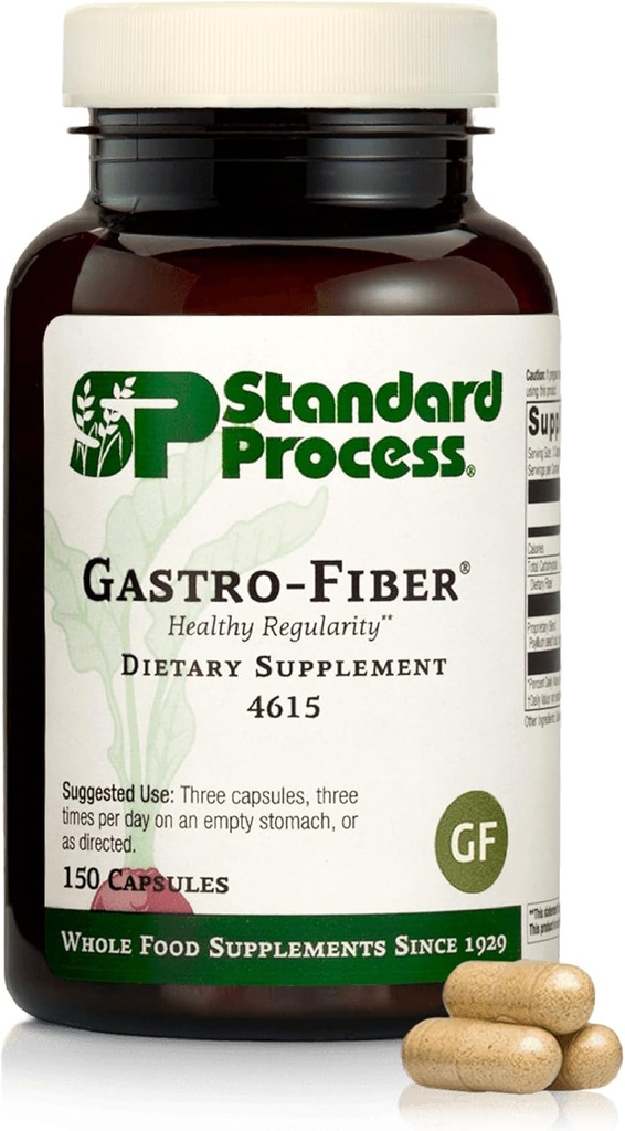 Procédé standard Gastro-fibre - Supplément alimentaire pour la santé digestive - Soutient la santé Gut - sans gluten et non-soy - 150 capsules (50 portions)