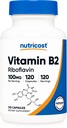 Nutricost Vitamine B2 (Riboflavine) 100mg, 120 Capsules - Sans gluten et sans OGM