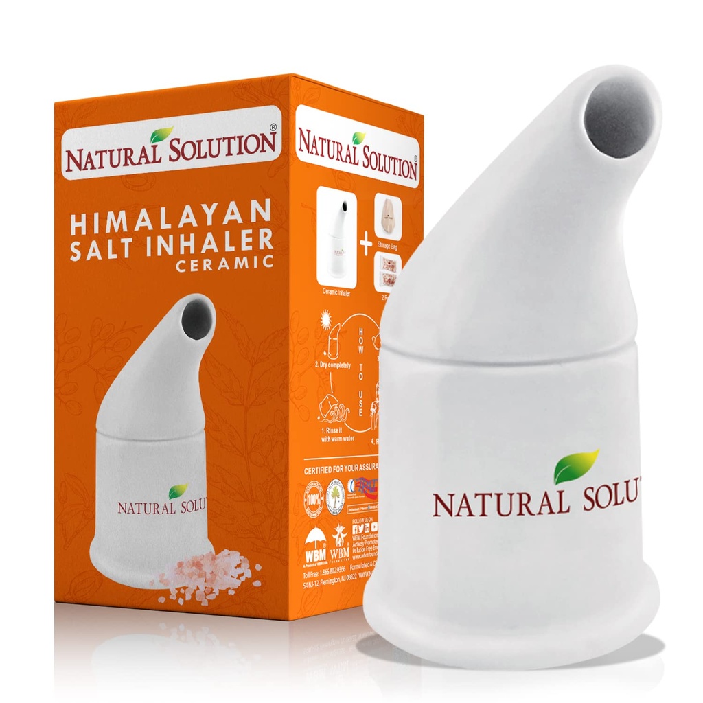 Natural Solution Himalayan Salt Inhaler Ceramic with Himalayan Pink Salt – A Simple and Natural Way to Enjoy a Refreshing and Soothing Salt Air Experience