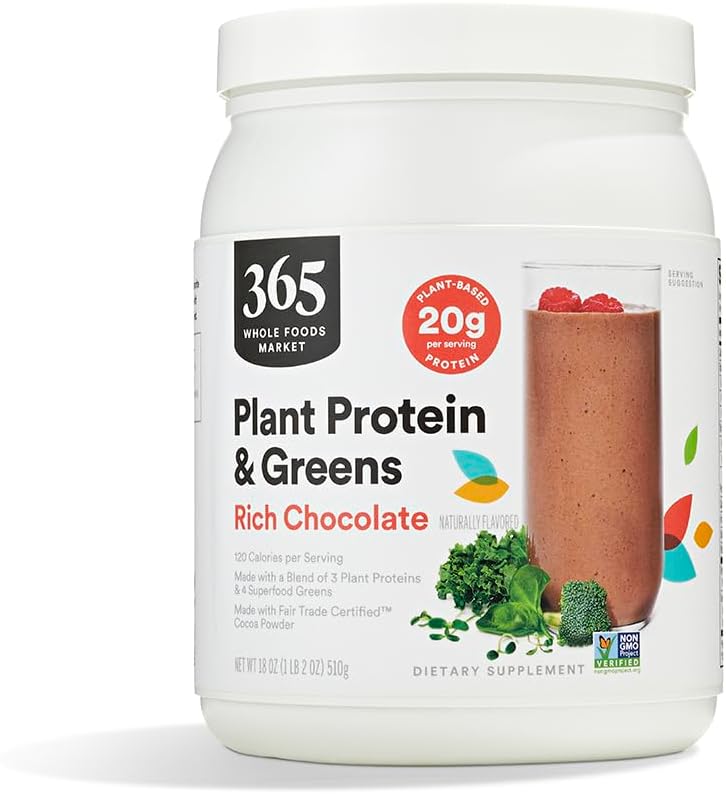 Whole Foods Market, Plant Protein & Greens, Rich Chocolate, 18 oz