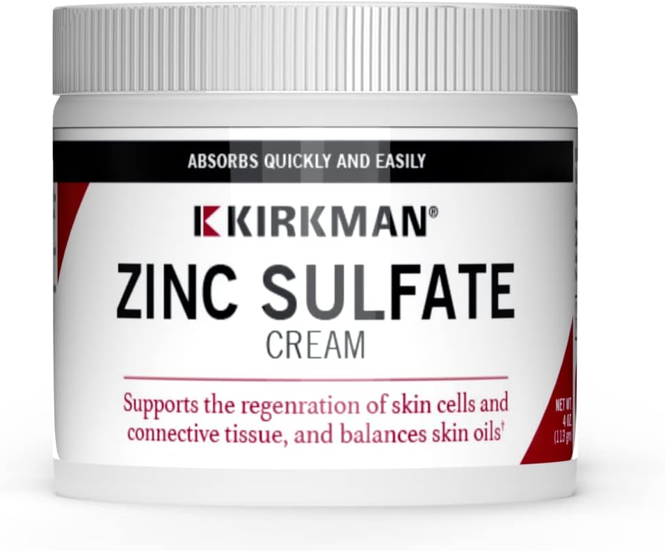 Kirkman - Crème topique de sulfate de zinc - 4 fl oz - Absorption rapide - 10 % de sulfate de zinc - Hypoallergénique
