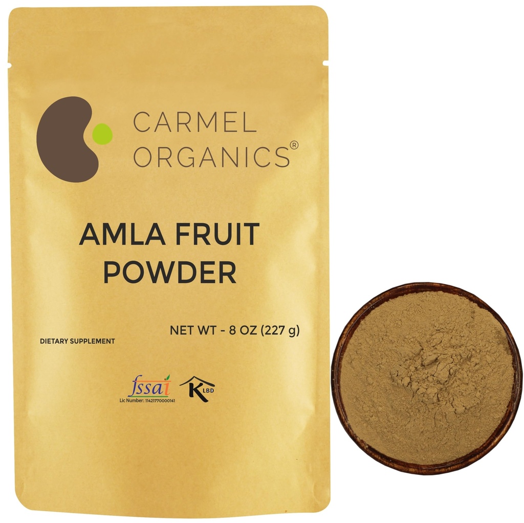 ORGANISMES DE CARMEL Amla/Amlaki (Emplica officinalis) Poudre de fruits (8 onces) pour soins capillaires, peau et bien-être
