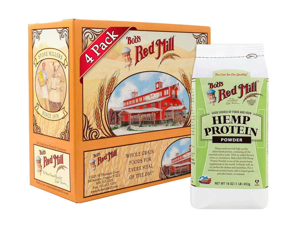Poudre de protéines de chanvre de l'usine rouge de Bob, 16 oz (paquet de 1) - Non OGM, végétalien, paléofriendly, Ketofriendly, Kosher