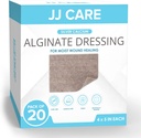 JJ CARE Argent Calcium Alginate Wound Dressing (paquet de 20) 4x5, Argent Alginate Wound Dressing Individuellement emballés, très absorbants bandages non-adhérents pour soins des blessures