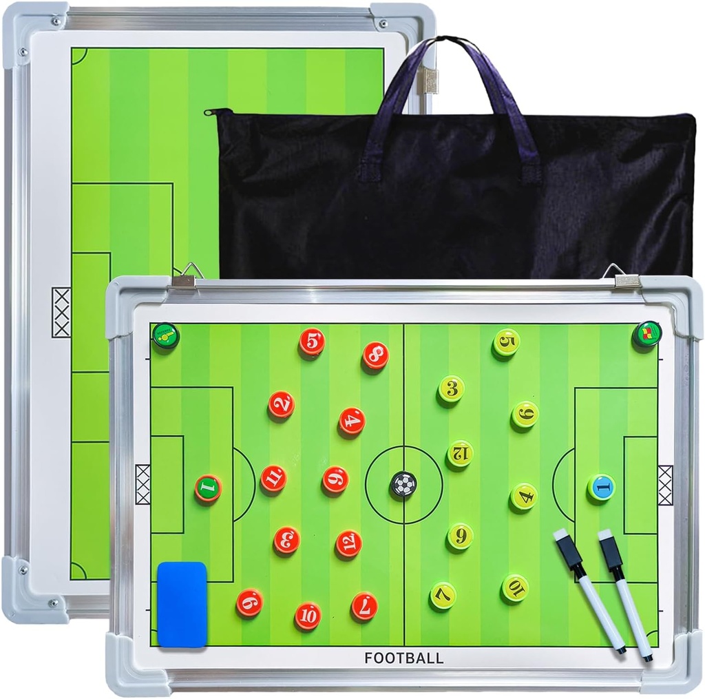 Pure Vie Magnetic Soccer Tactics Board, Portable Soccer Clipboard for Coaches Soccer Dry Effase Whiteboard Strategy Tactical Blackboard Football Coach Board with Player Markers, Pen and Eraser