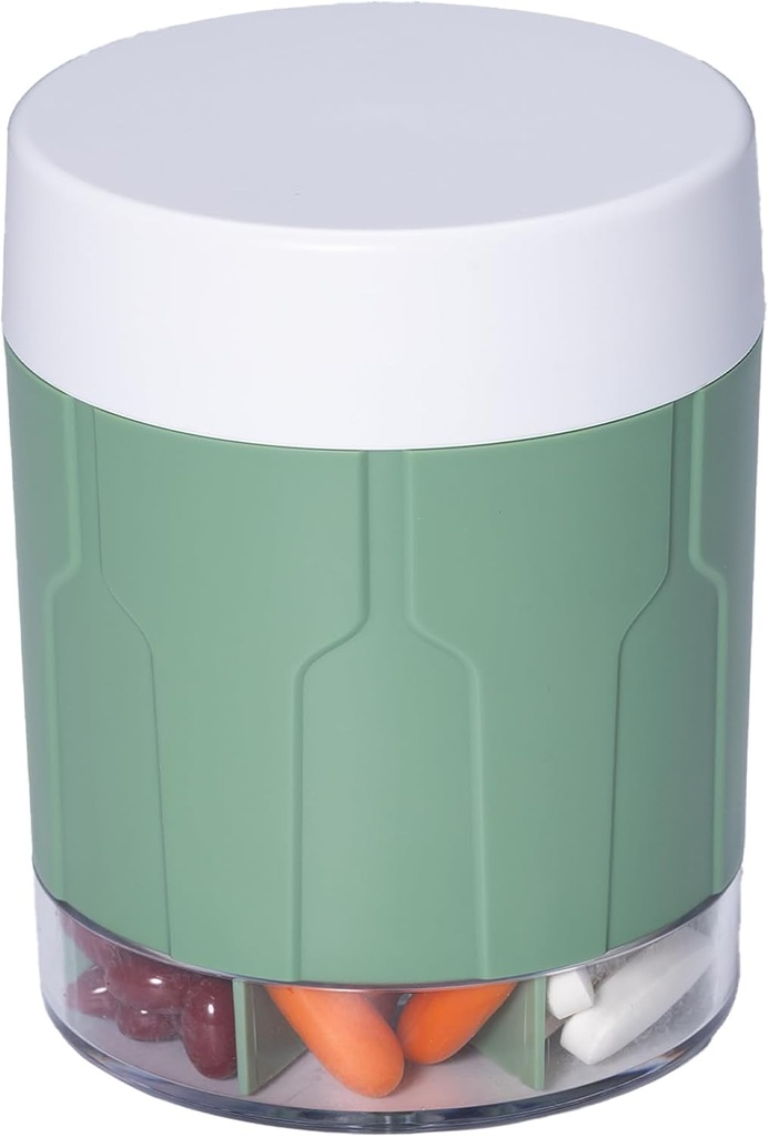 Betife Extra Large Complement Organizer,Weekly Pill Organizer Bouteille, Daily Pill Dispenser avec 7 grands compartiments, Organisateur pour tenir 7 jours de médicaments à base de vitamines,21 étiquettes et un pinceau de nettoyage(vert)