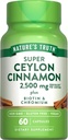 La vérité de la nature Ceylan Capsules de cannelle $ 2500mg , plus Chrome et Biotin $ 60 Comte $ Vegan, sans OGM et supplément sans gluten
