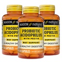 MASON NATURAL Probiotique Acidophilus, 150 jours d'approvisionnement, soutient la régularité et la digestion normale avec la pectine et le calcium, 100 capsules (paquet de 3)