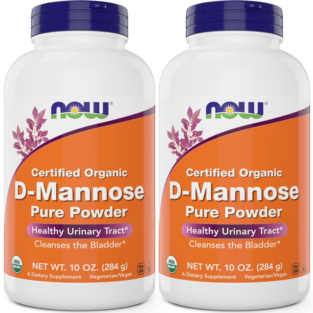MAINTENANT Aliments purs, bio D-mannose 10 oz en poudre (paquet de 2) - Nettoyeur de Bladder et supplément de santé de tract urinaire - Non-OGM - Vegan Friendly - 2000mg / 2 Grams par portion