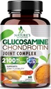 Glucosamine Chondritin MSM 2100mg Complexe - Supplément de soutien pour la mobilité et le confort conjoints pour les hommes et les femmes avec Turmeric & Boswellia, Suppléments de glucosamine Triple Strength - 60 Capsules