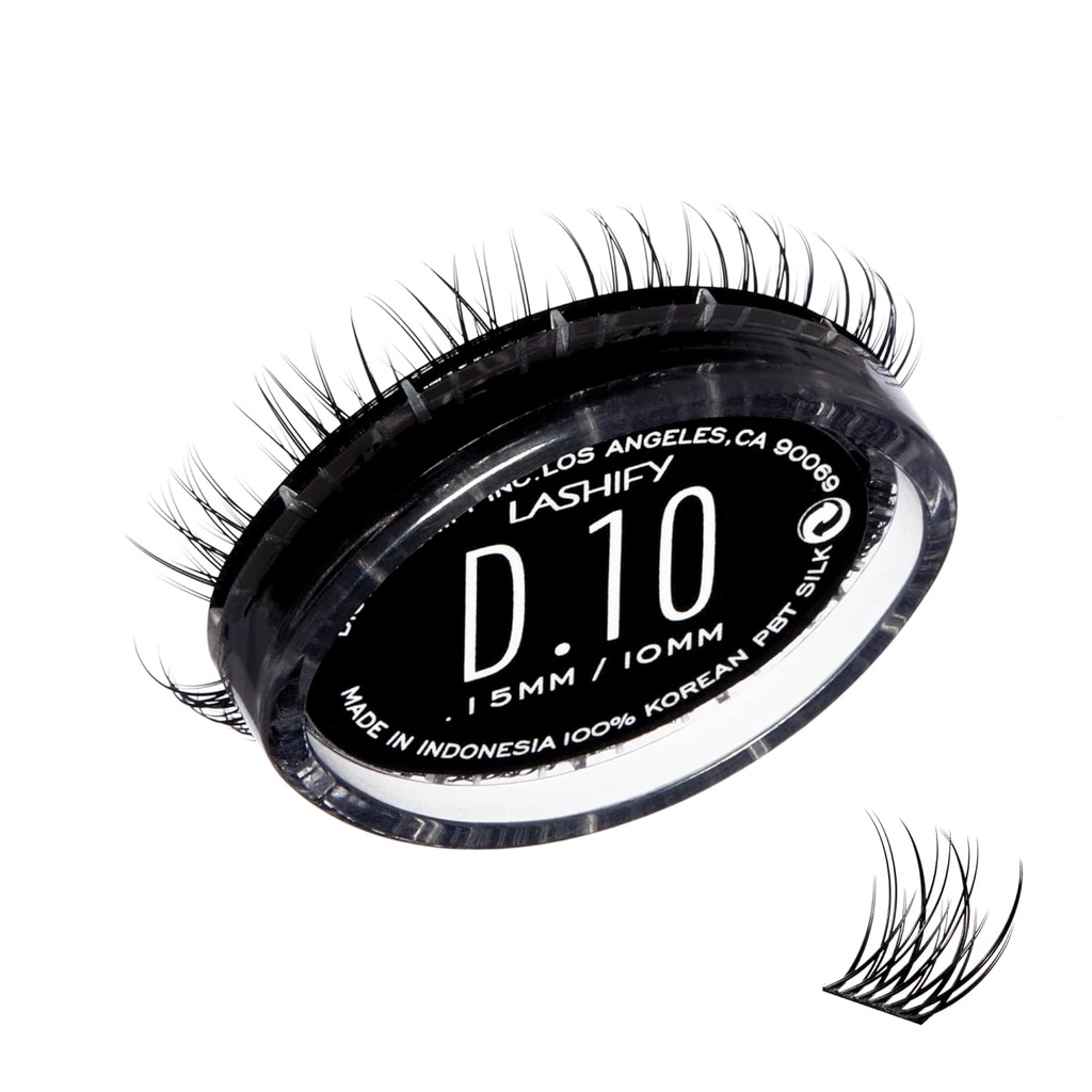 Lashify Drama 10mm Gossamer Eyelash Extensions Refill, Black, Easy DIY False Lashes for a Natural Look