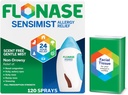 Spray nasal anti-allergie sensimiste Flonase - Allégation longue durée de 24HR non somnolente avec brume fine et sans parfum - 120 Sprays plus Bonus Pack de tissus