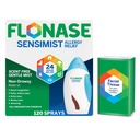 Spray nasal anti-allergie sensimiste Flonase - Allégation longue durée de 24HR non somnolente avec brume fine et sans parfum - 120 Sprays plus Bonus Pack de tissus