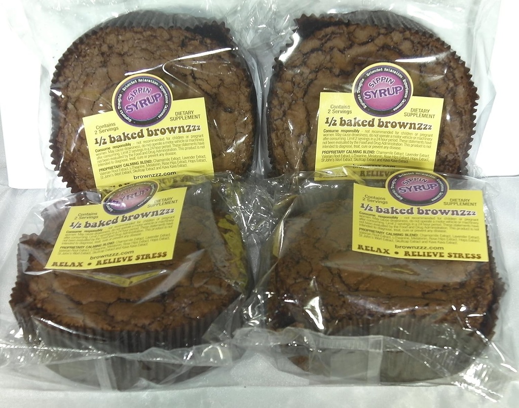 1/2 Brownzzz au four - Relax et soulager le stress - Quantité. de 4 en boîte - Supplément alimentaire avec camomille, lavande, valérian, millepertuis et plus (4)
