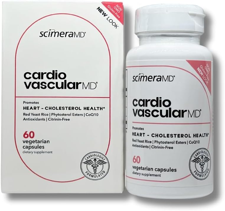 MDM cardiovasculaire ScimeraMD® Supplément de riz de levure rouge avec l'ester de phytostérol et le CoQ10 pour la santé cardiaque et le cholestérol, 60 CT