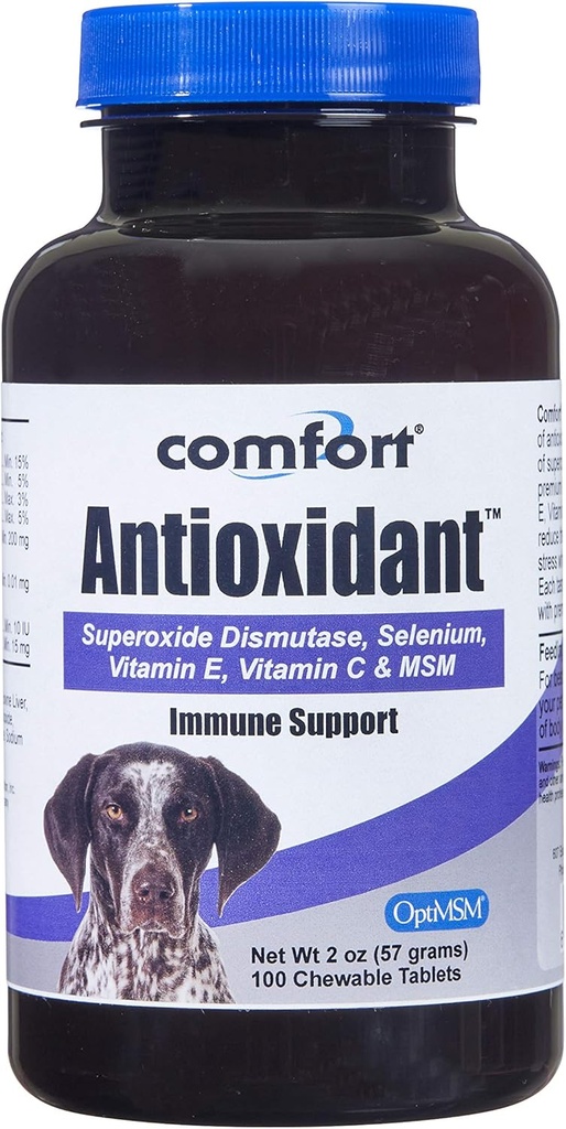 Kala Health COMFORT Supplément antioxydant pour chiens, 100 Compte, Immune Support et aide à réduire les allergies cutanées, contient: MSM, Superoxide Dismutase, Sélénium et Vitamine C & E, Fabriqué aux États-Unis