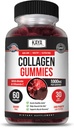 Kaya Naturals Collagen Gummies pour les hommes et les femmes Supplément de la nature faite Gummies - 1000mg de collagène hydrolysé, vitamine C, sélénium et biotine, goût de fraise - 60 Gummies de comte