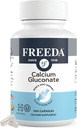 Gluconate de calcium Freeda – supplément de calcium végétalien kasher – Facile à digérer et à absorber – soutient la force osseuse – Calcium pur sans vitamine D – (100 capsules)